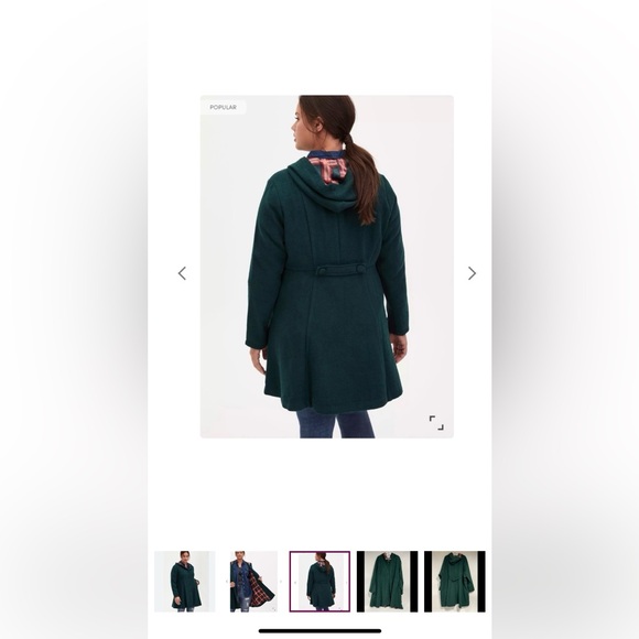 Torrid Green Button Up Coat with Hood - Used Size 3 - Picture 2 of 12